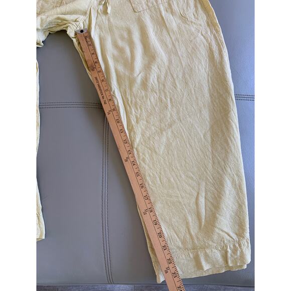 Cynthia Rowley Women's Linen Blend Butter Yellow Wide Leg Pant - Picture 6 of 8